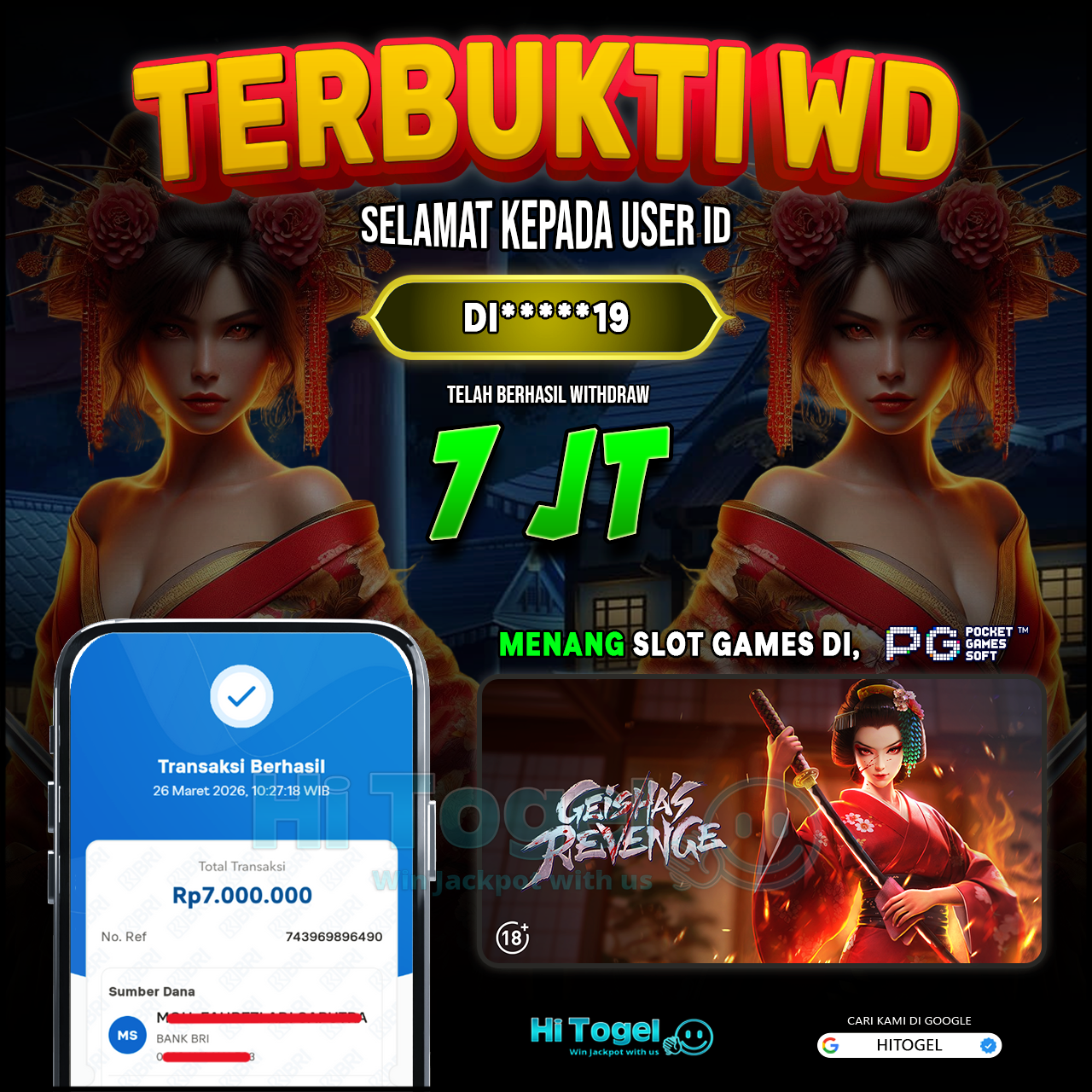 Bukti JP Dan WD Pemain HiTogel