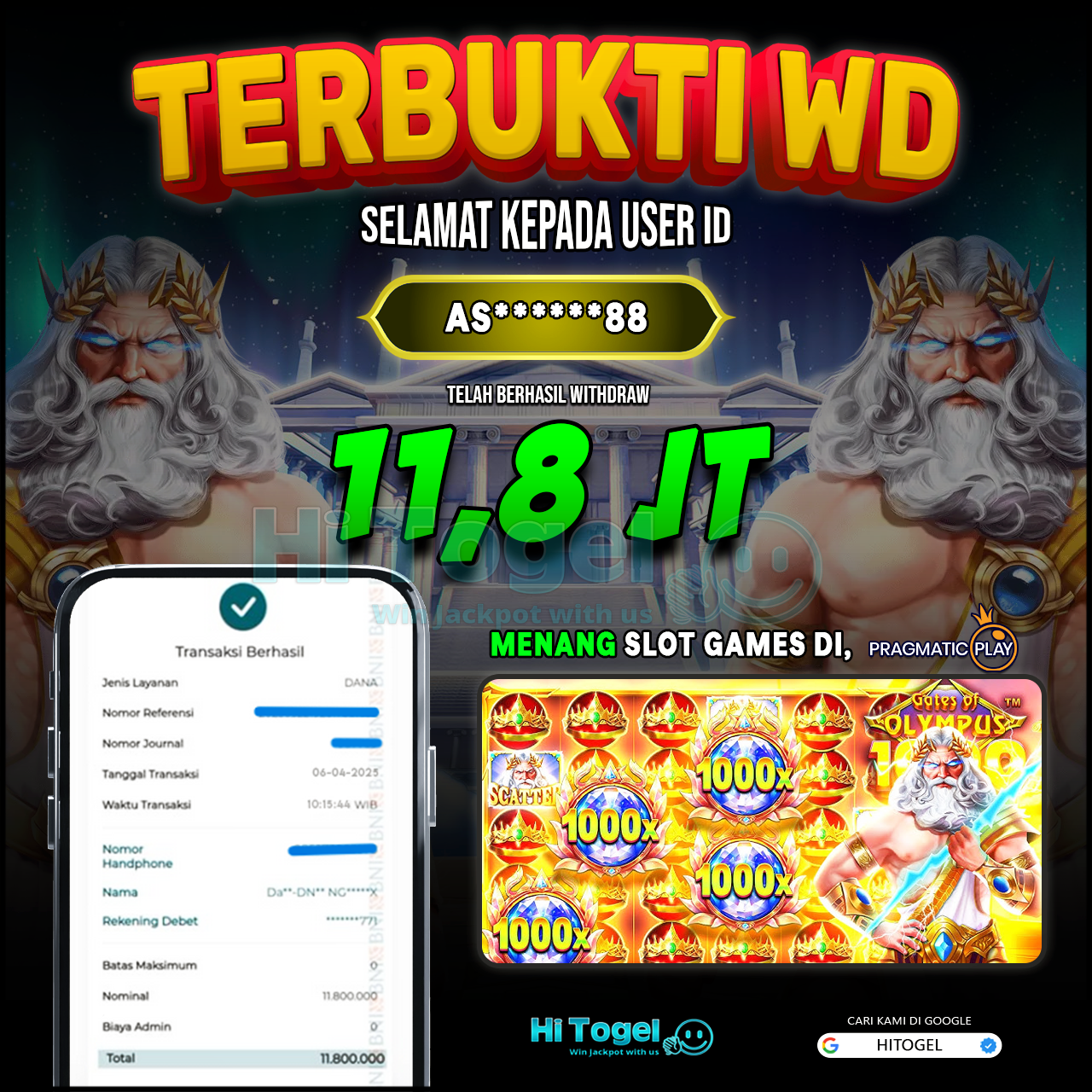 Bukti JP Dan WD Pemain HiTogel