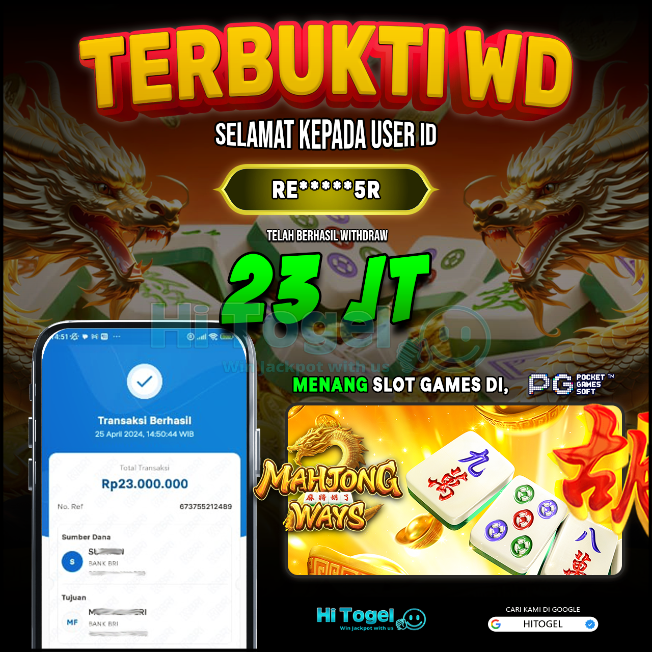 Bukti JP Dan WD Pemain HiTogel