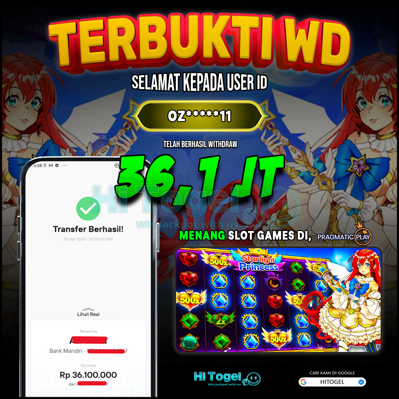 Bukti JP Dan WD Pemain HiTogel