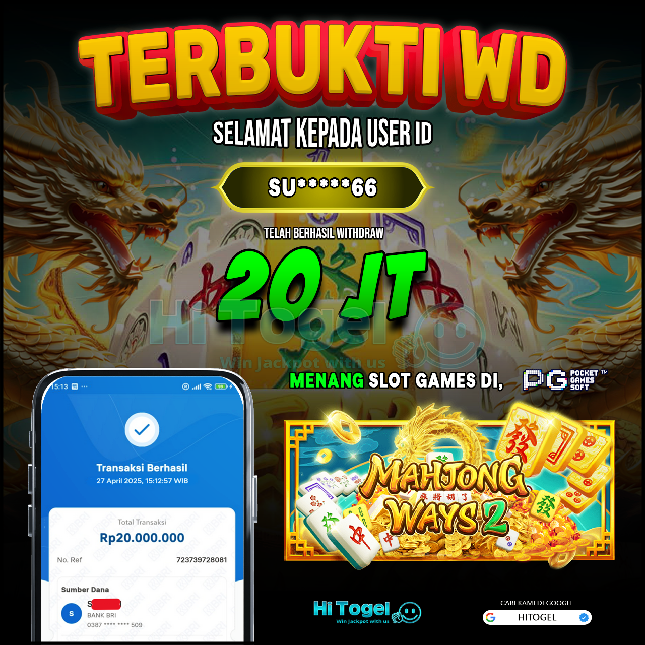 Bukti JP Dan WD Pemain HiTogel