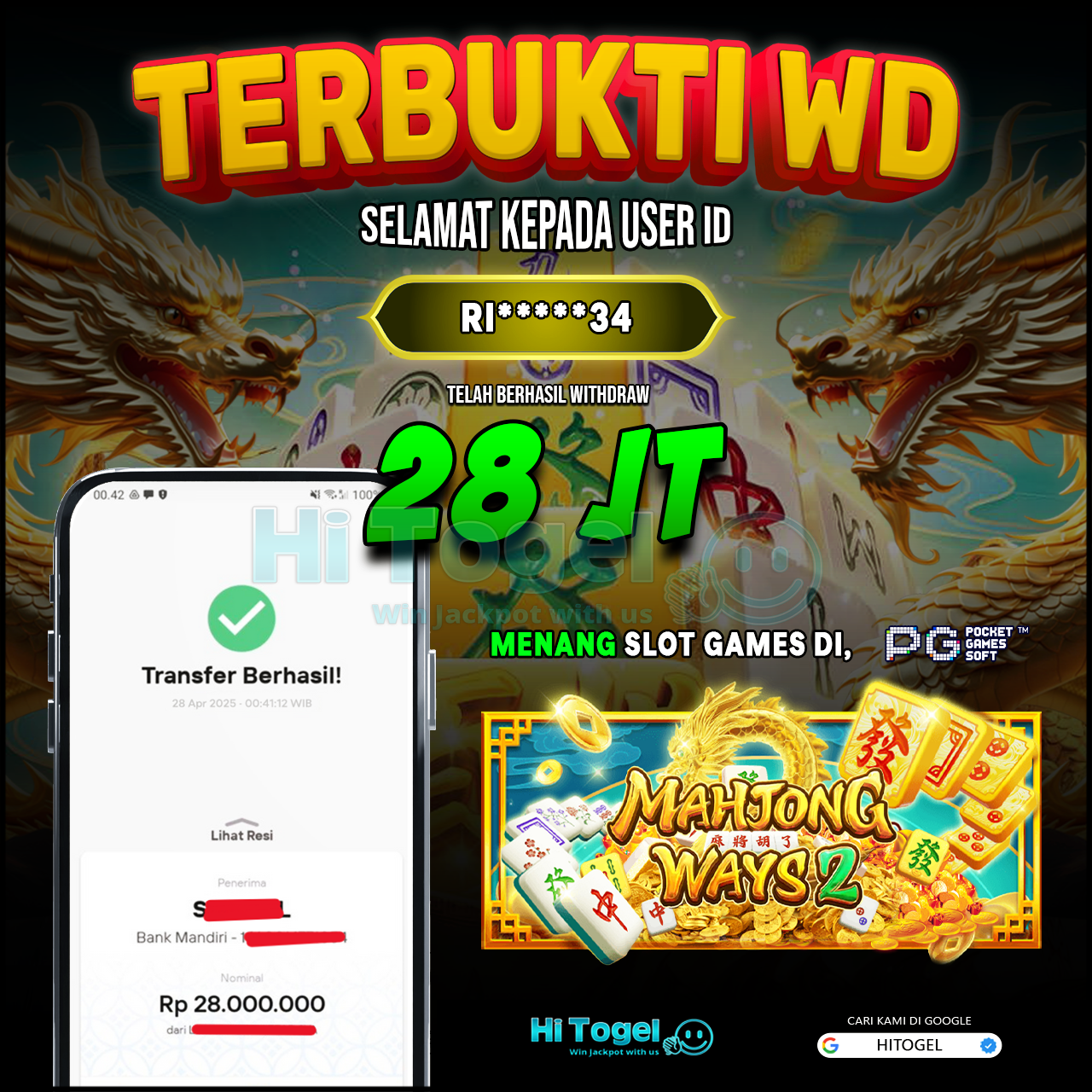 Bukti JP Dan WD Pemain HiTogel
