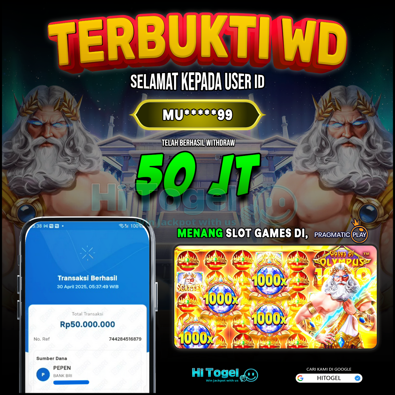 Bukti JP Dan WD Pemain HiTogel