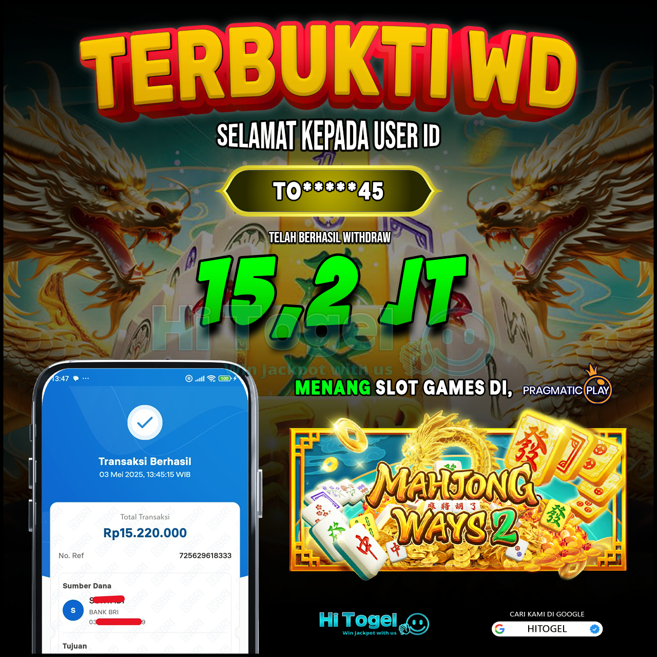 Bukti JP Dan WD Pemain HiTogel