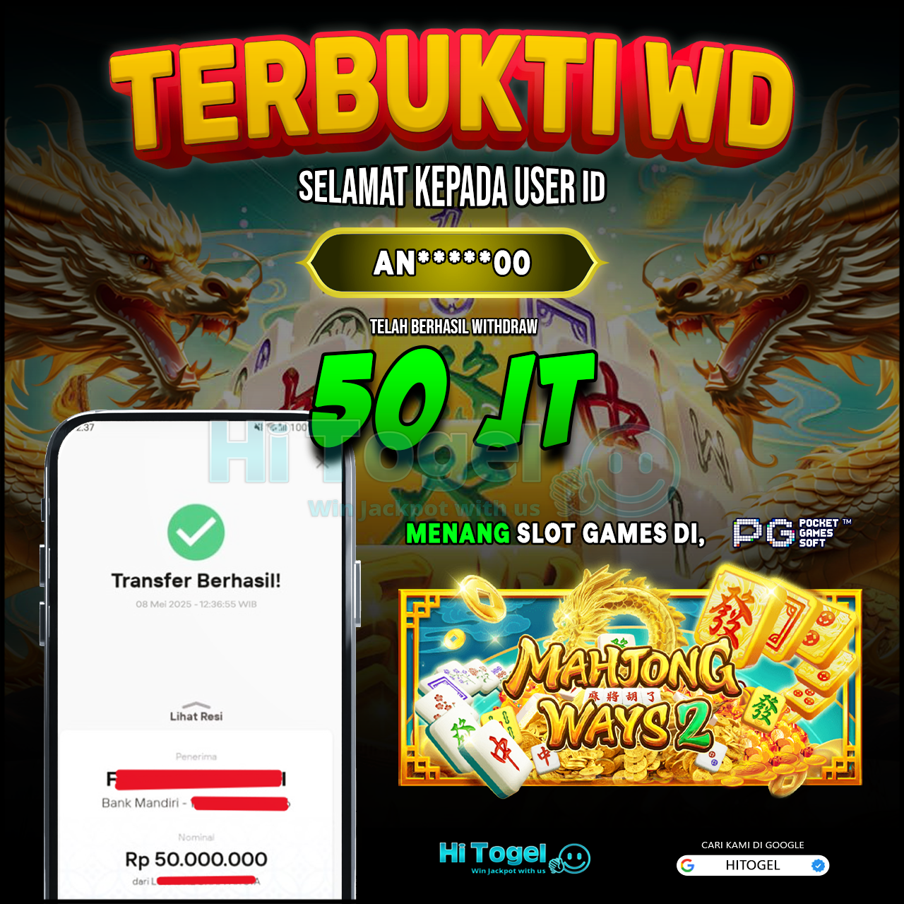 Bukti JP Dan WD Pemain HiTogel