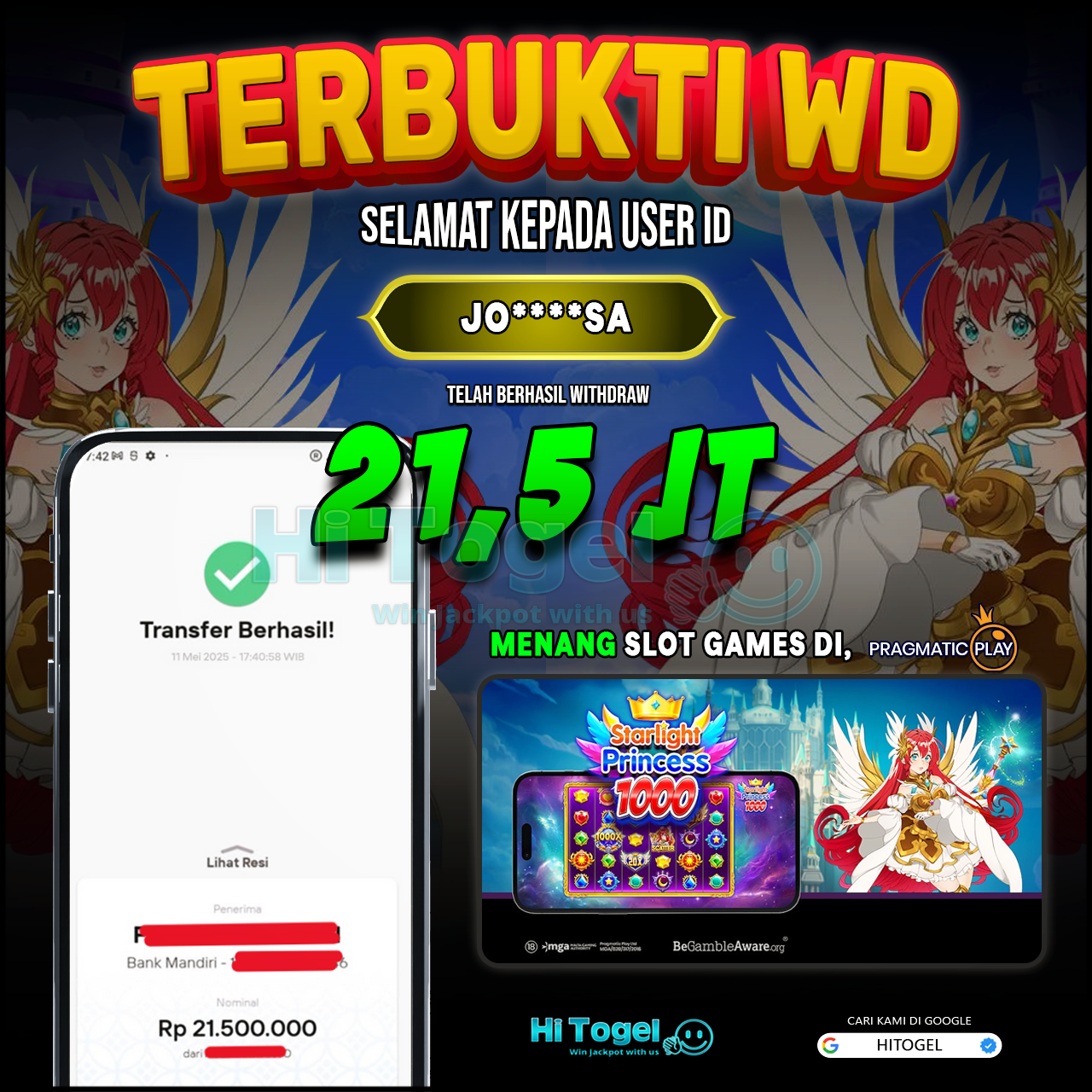 Bukti JP Dan WD Pemain HiTogel