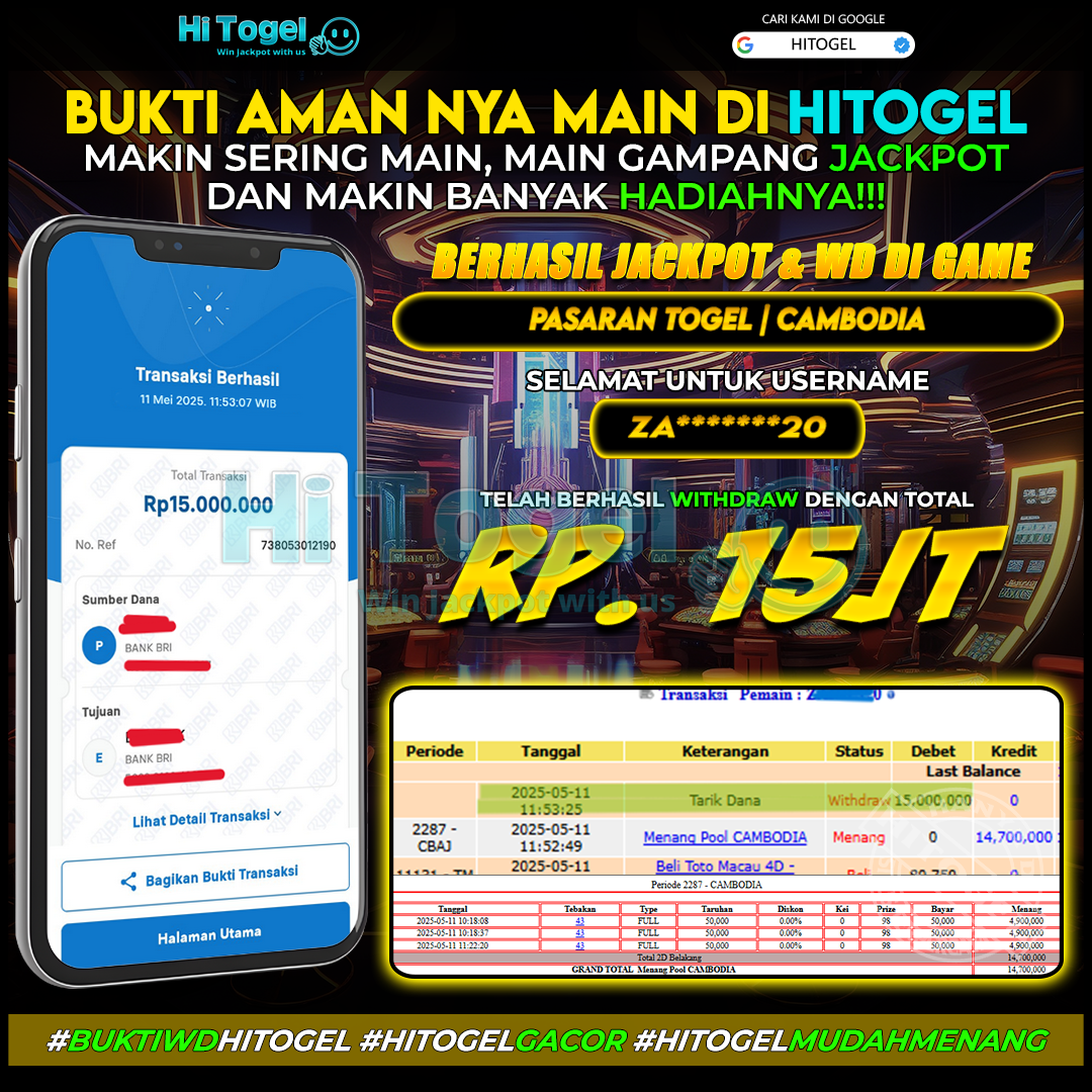 Bukti JP Dan WD Pemain HiTogel
