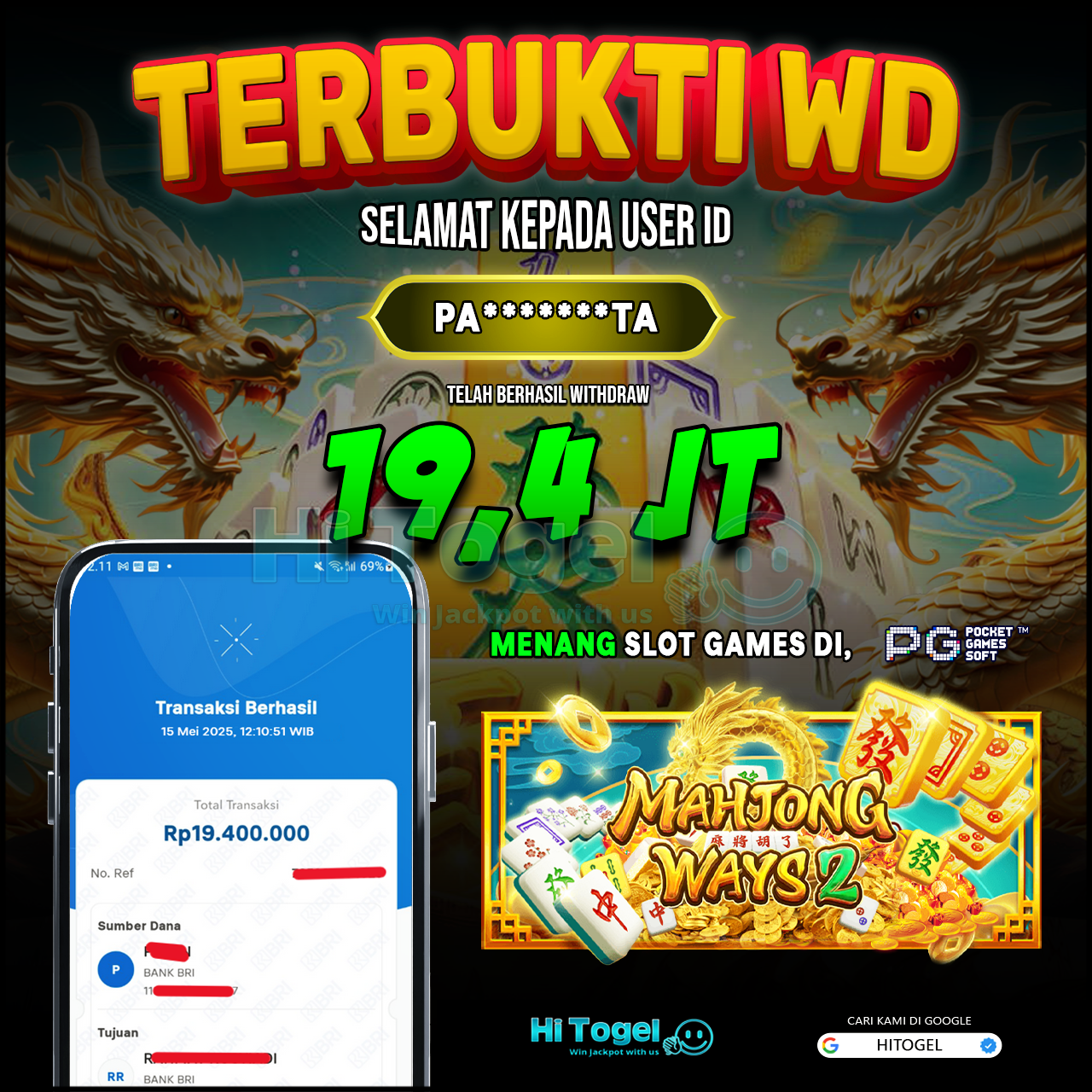 Bukti JP Dan WD Pemain HiTogel