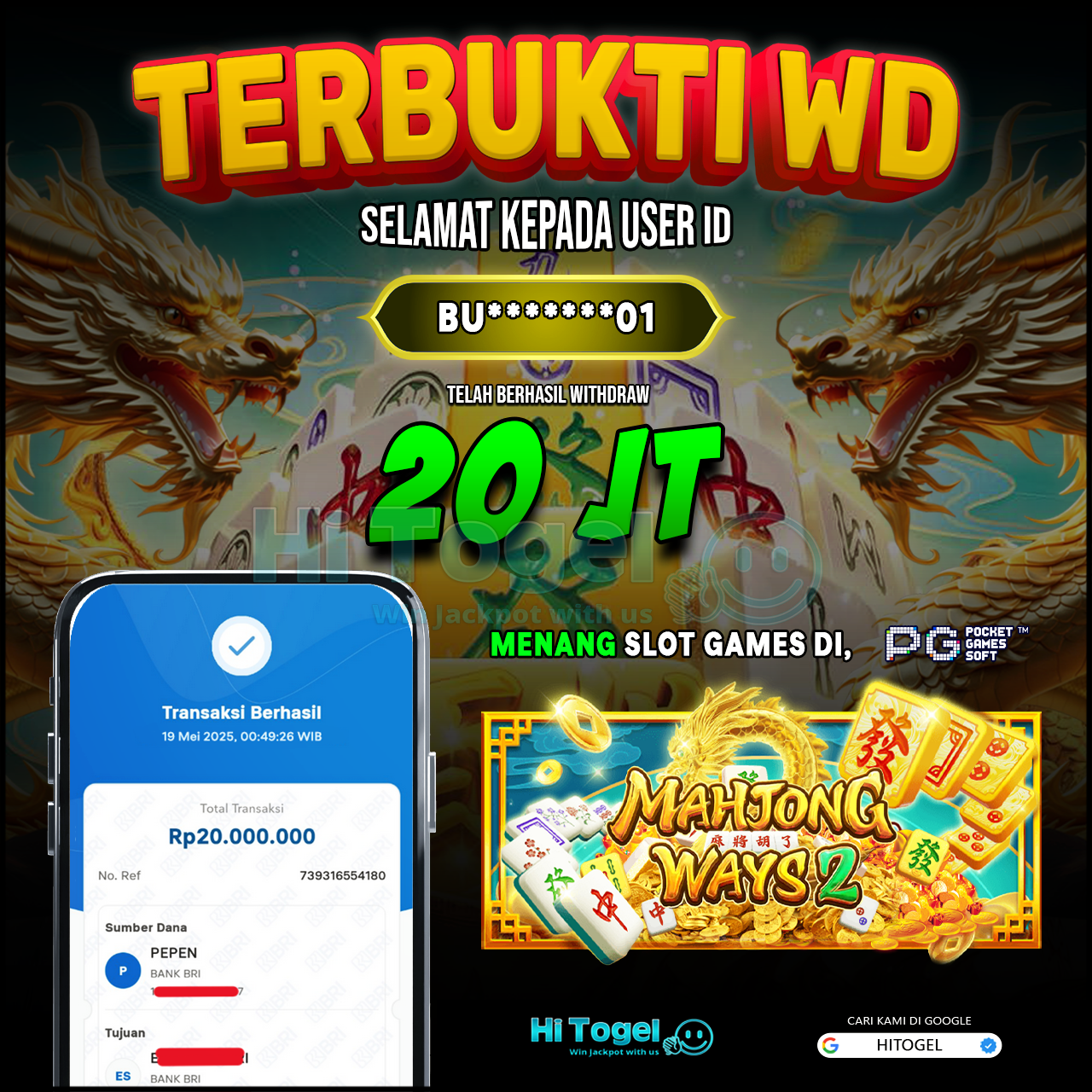Bukti JP Dan WD Pemain HiTogel