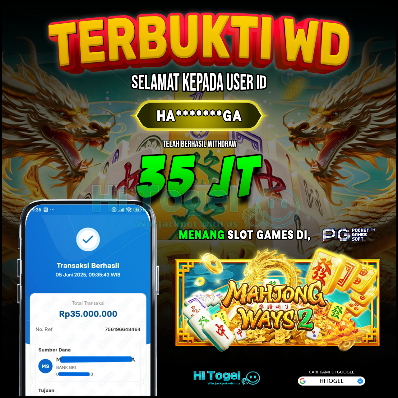 Bukti JP Dan WD Pemain HiTogel