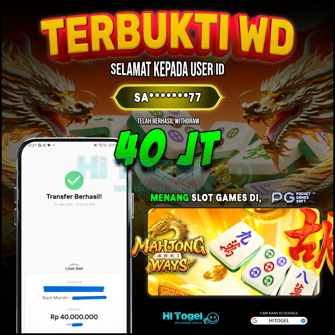 Bukti JP Dan WD Pemain HiTogel