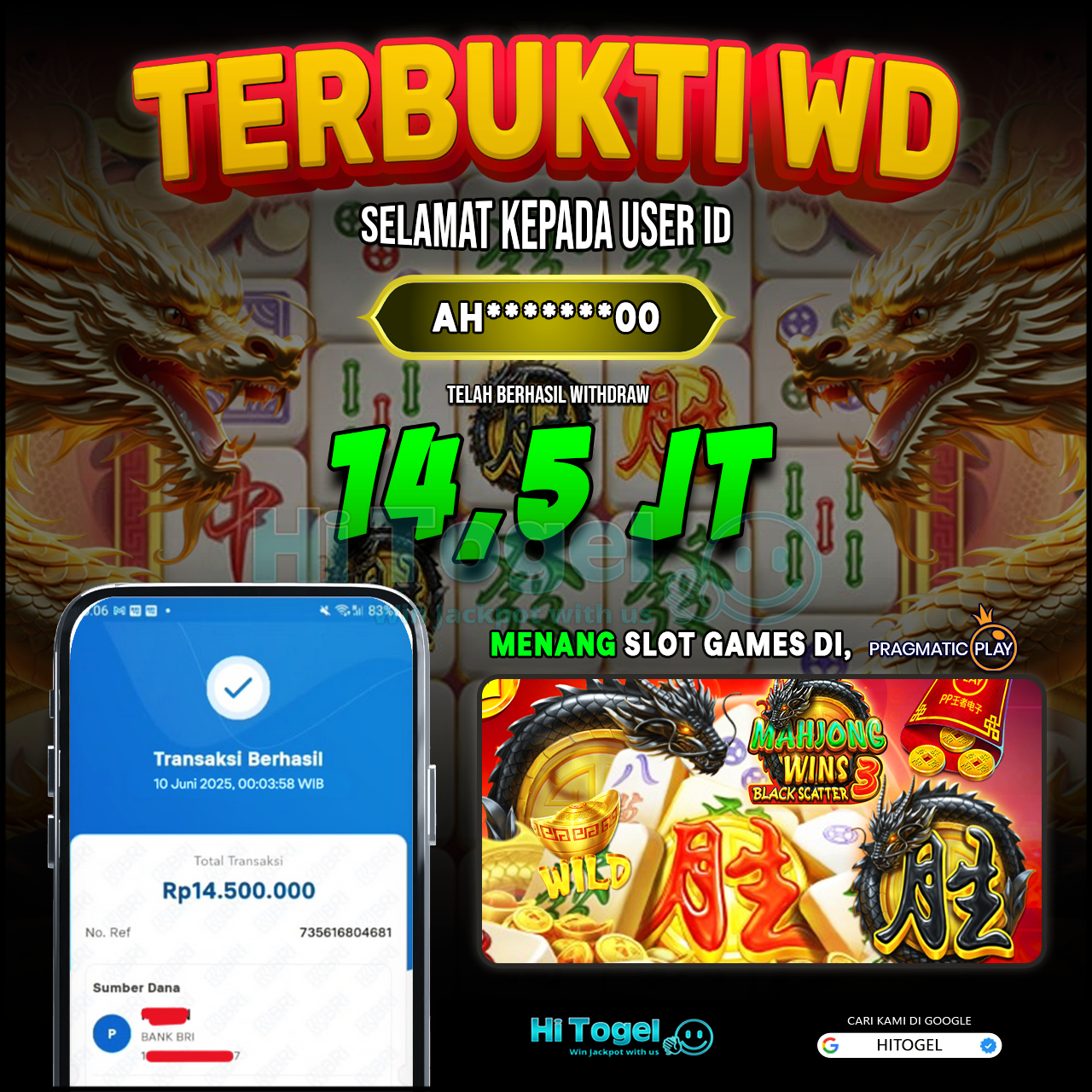 Bukti JP Dan WD Pemain HiTogel