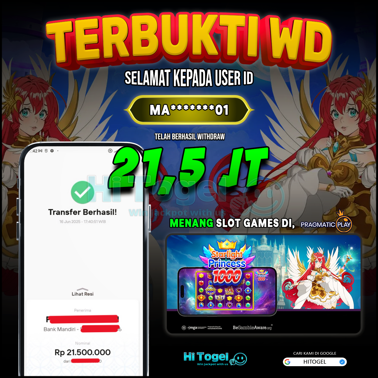 Bukti JP Dan WD Pemain HiTogel
