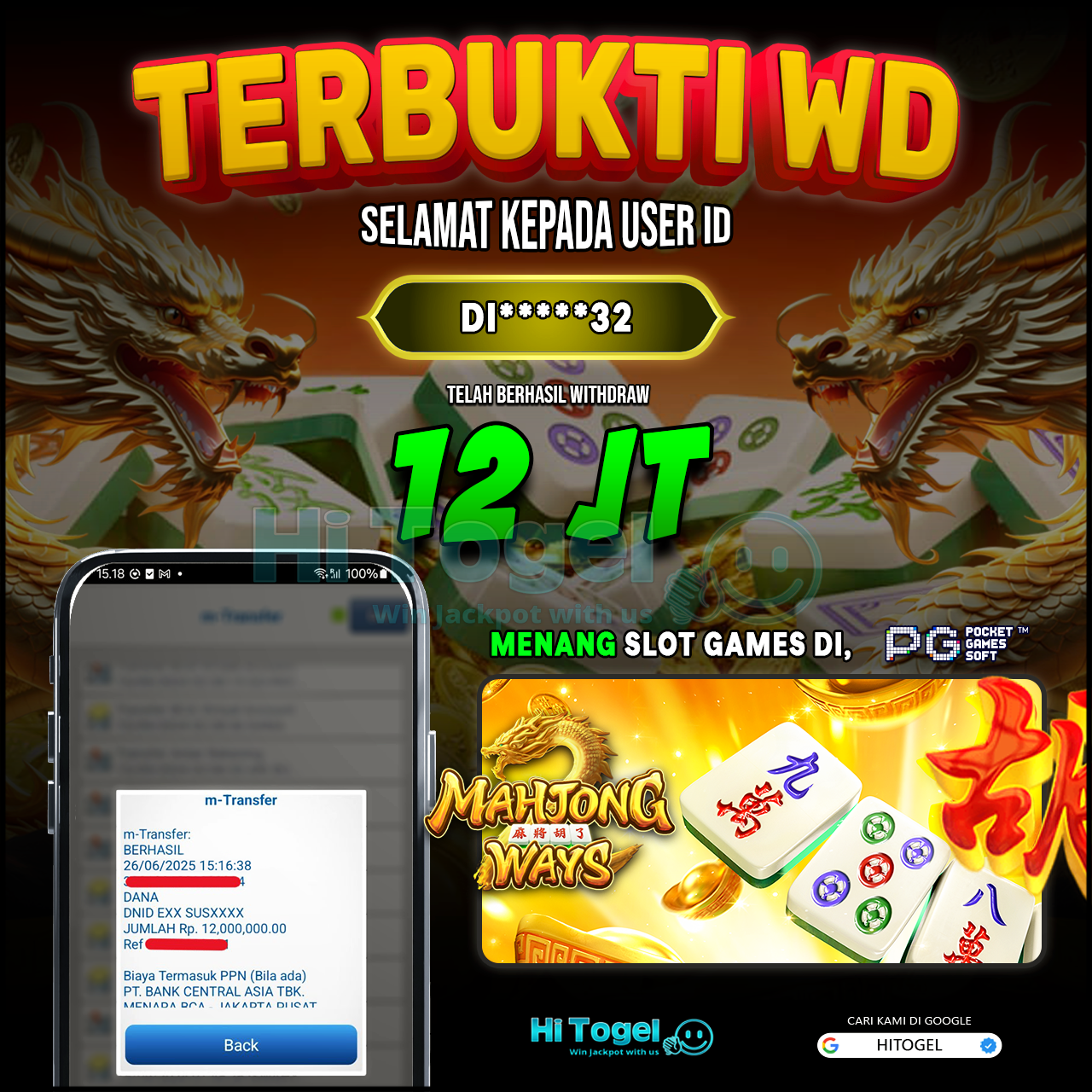 Bukti JP Dan WD Pemain HiTogel