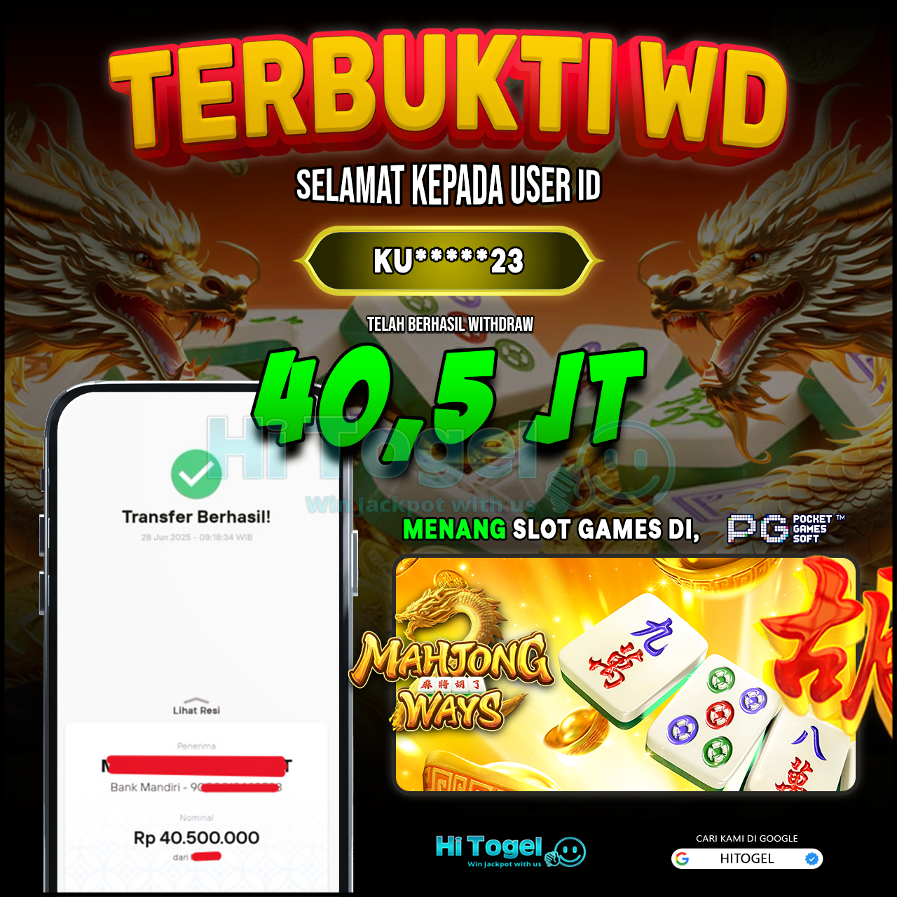 Bukti JP Dan WD Pemain HiTogel