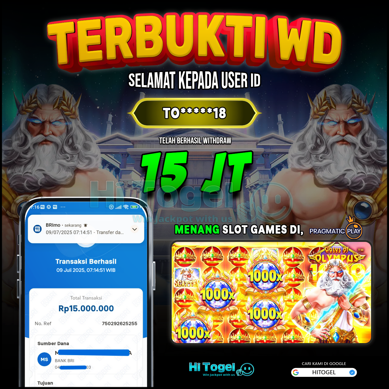 Bukti JP Dan WD Pemain HiTogel