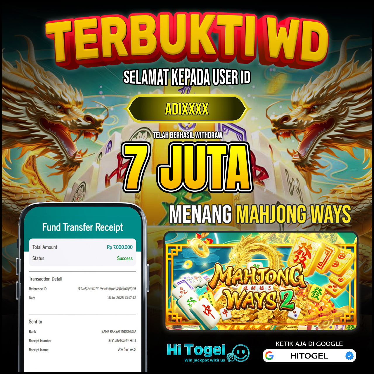 Bukti JP Dan WD Pemain HiTogel
