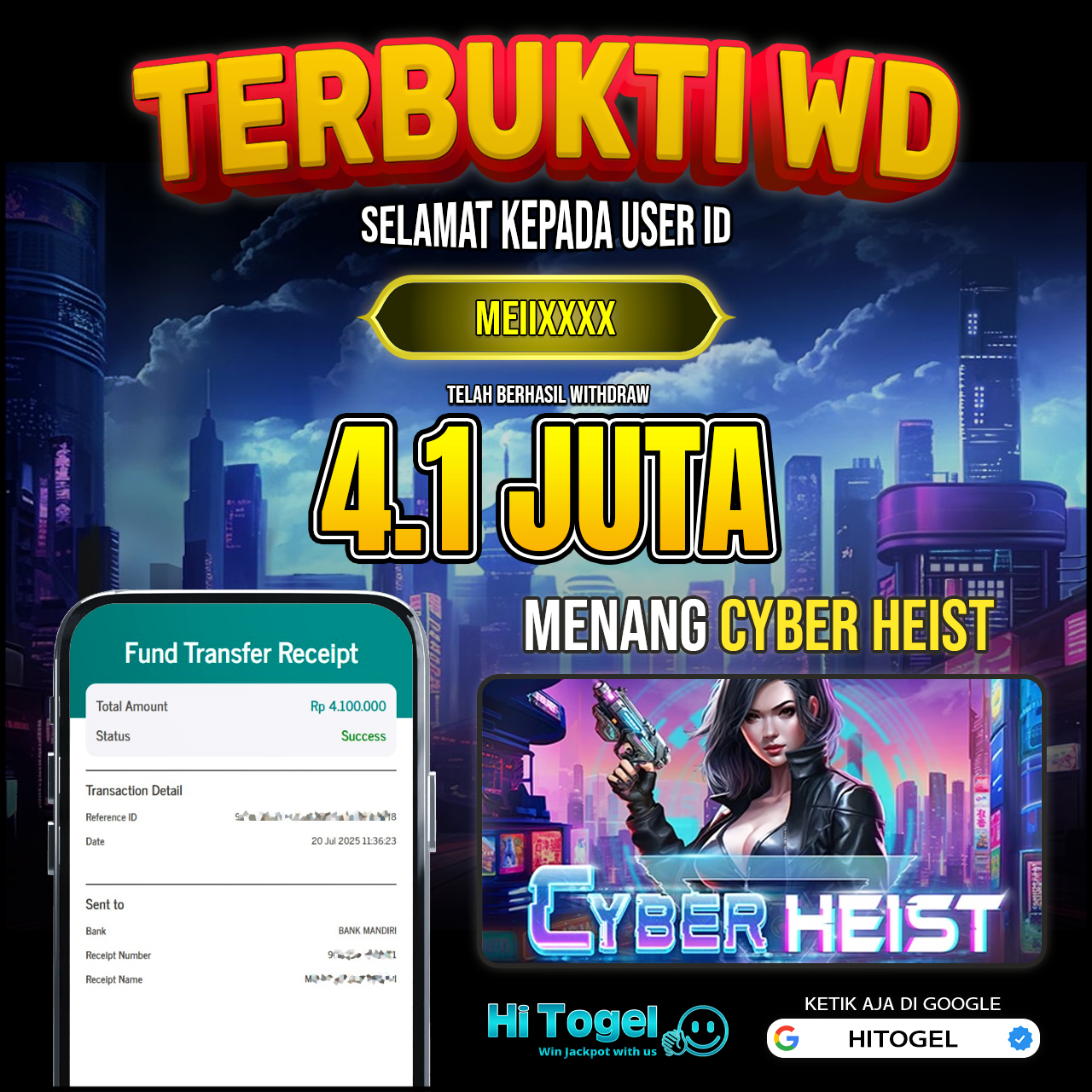 Bukti JP Dan WD Pemain HiTogel