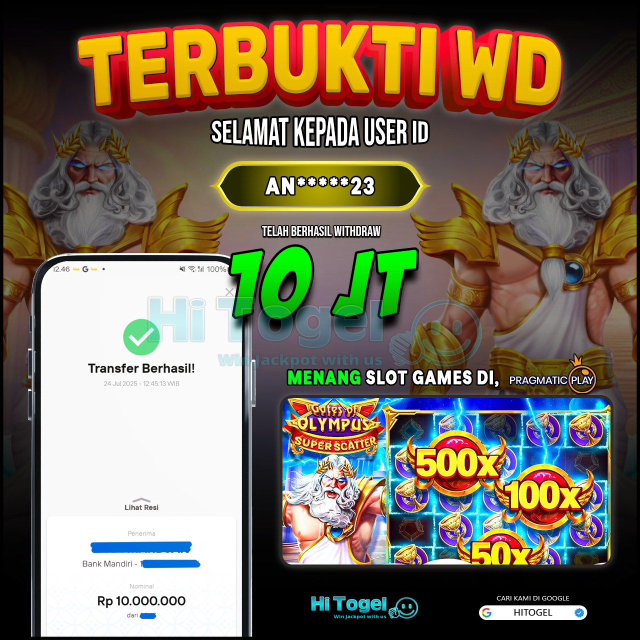 Bukti JP Dan WD Pemain HiTogel
