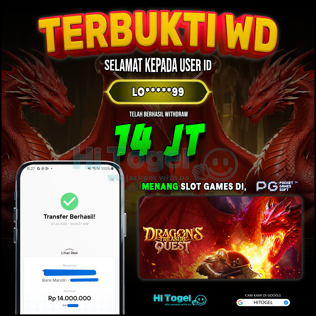 Bukti JP Dan WD Pemain HiTogel