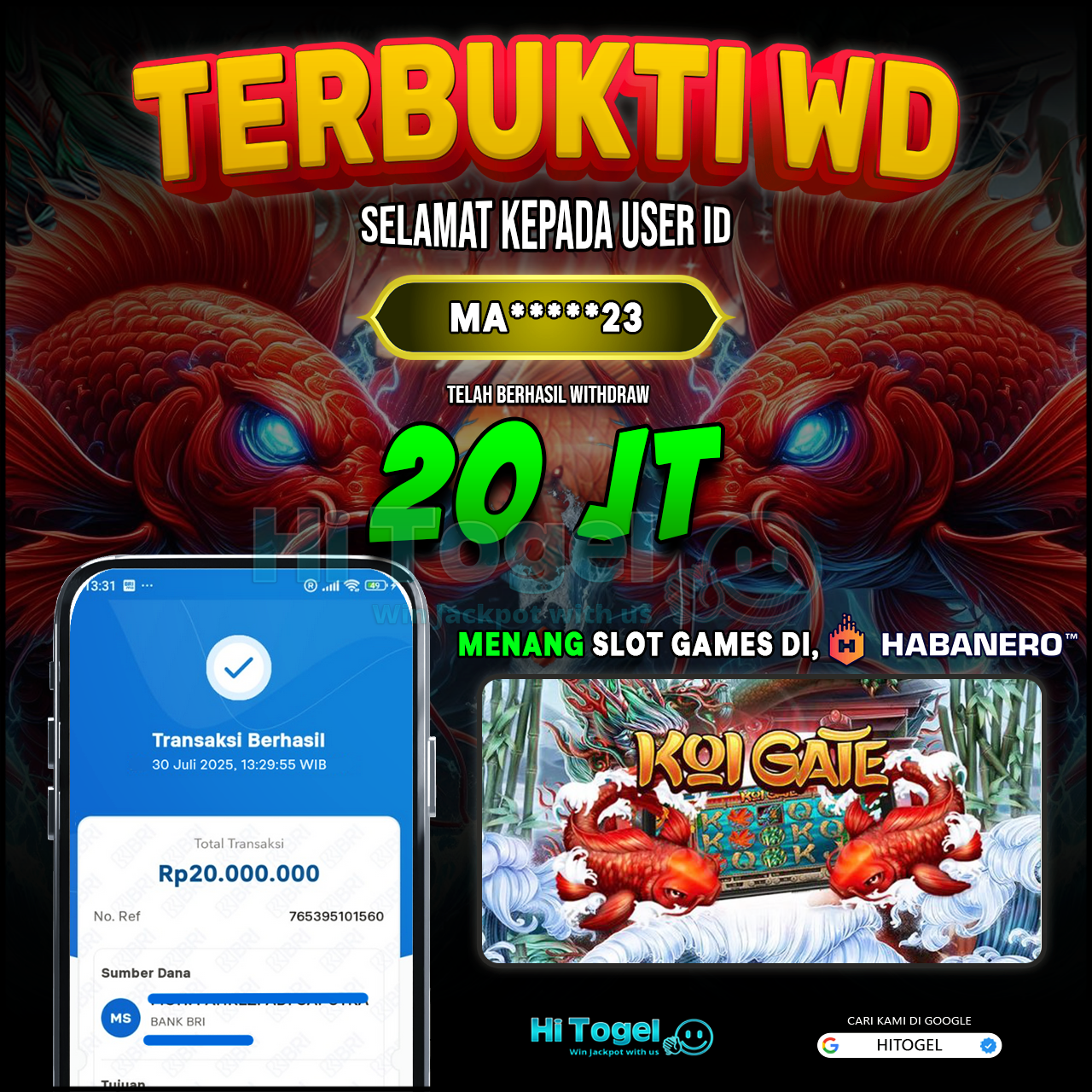 Bukti JP Dan WD Pemain HiTogel