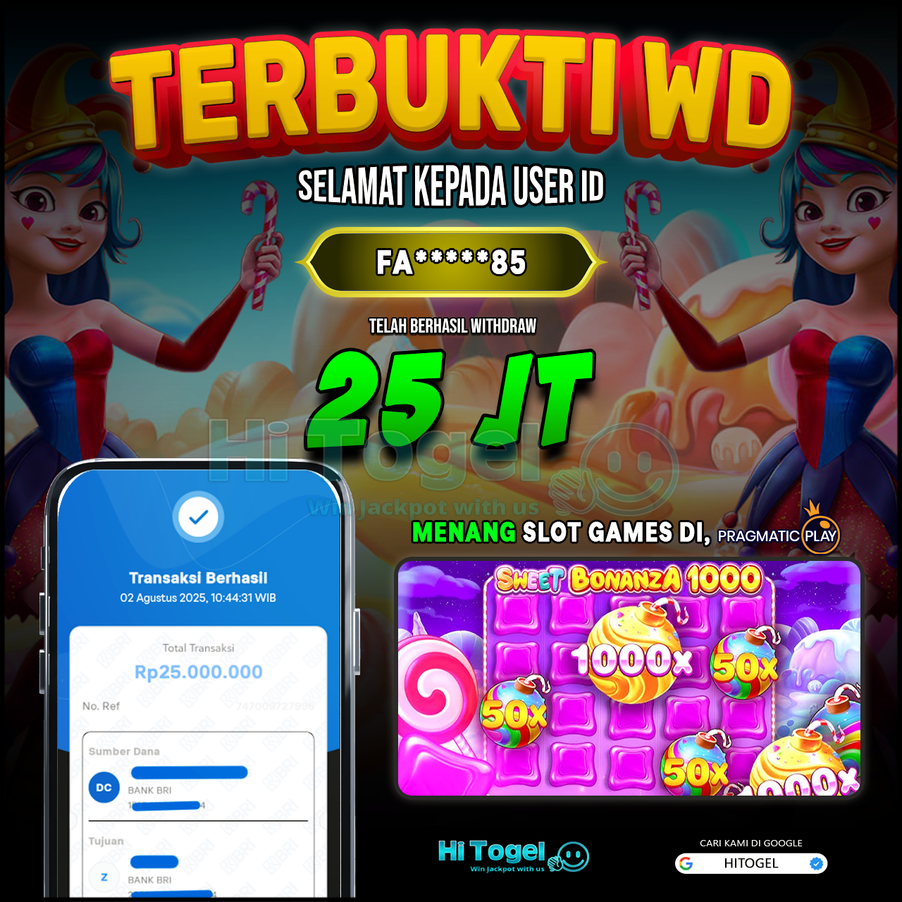 Bukti JP Dan WD Pemain HiTogel