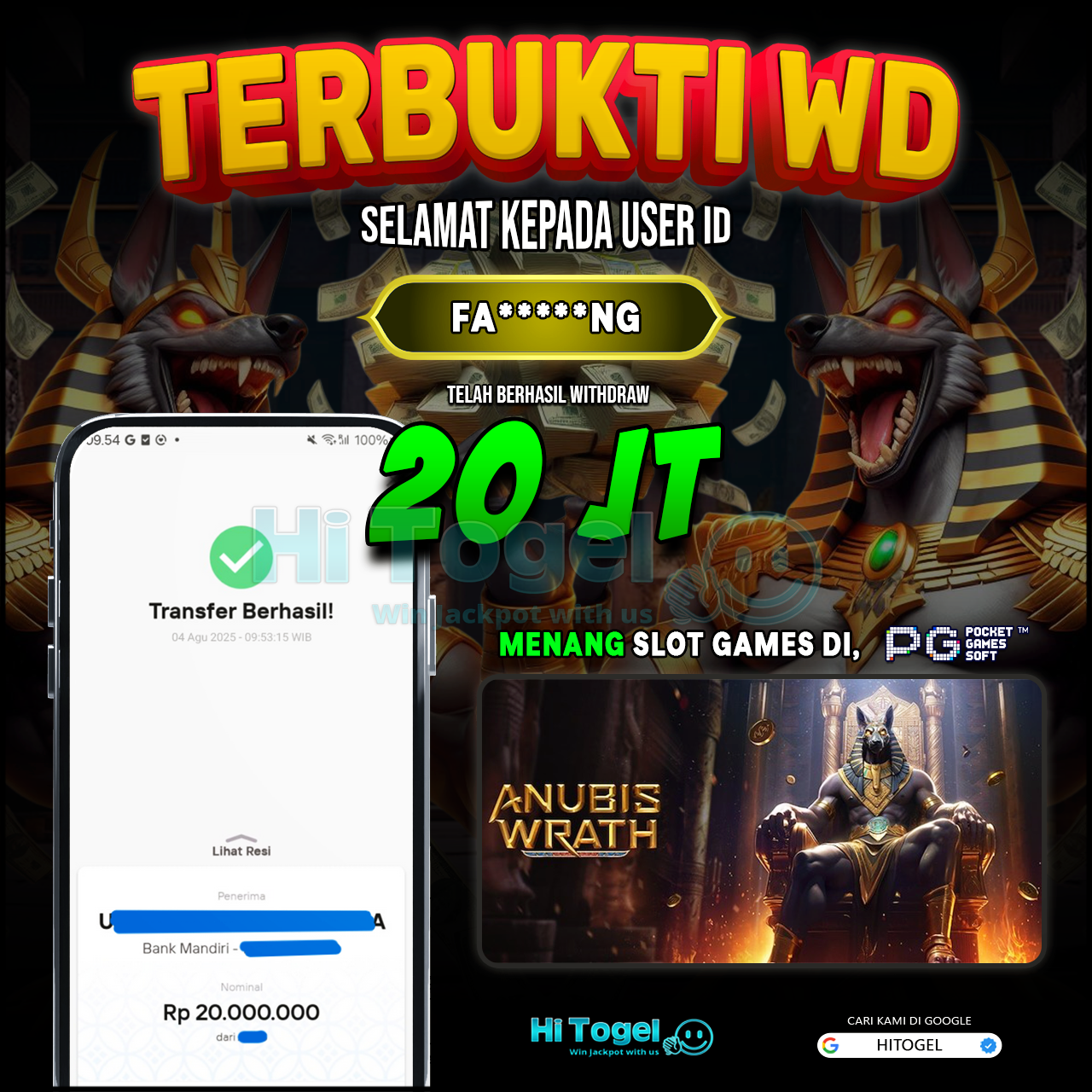 Bukti JP Dan WD Pemain HiTogel