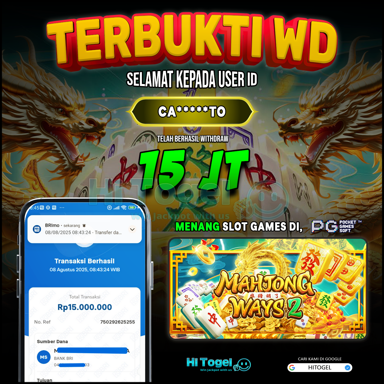 Bukti JP Dan WD Pemain HiTogel