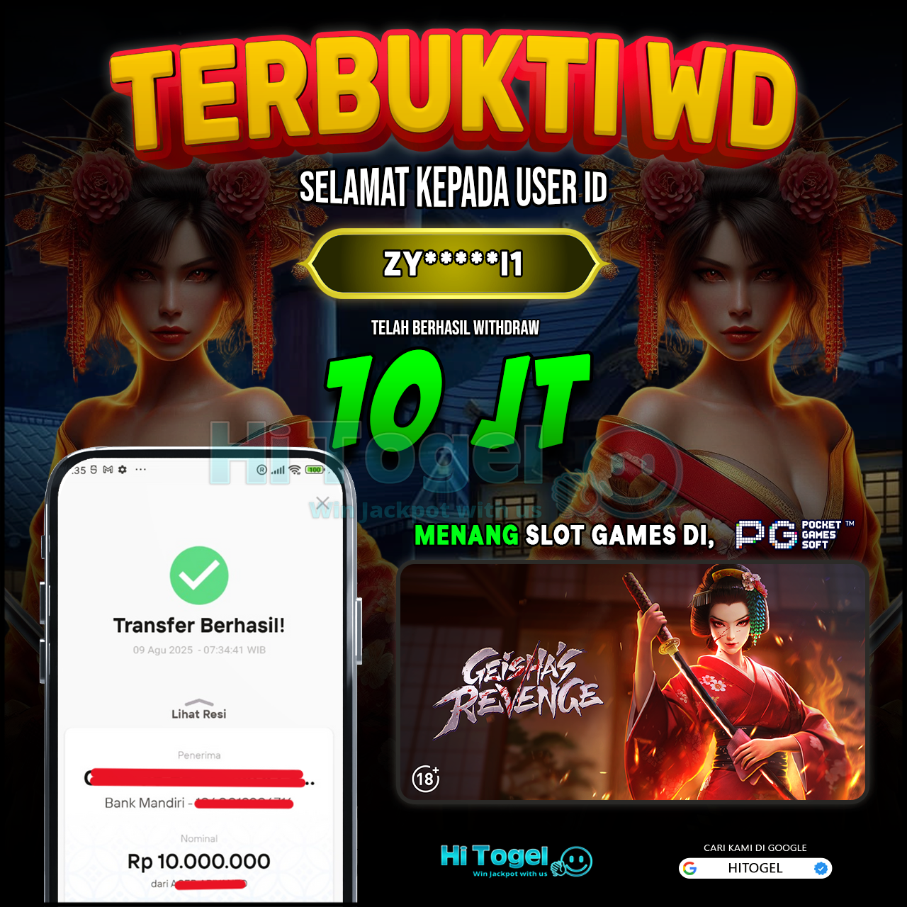Bukti JP Dan WD Pemain HiTogel