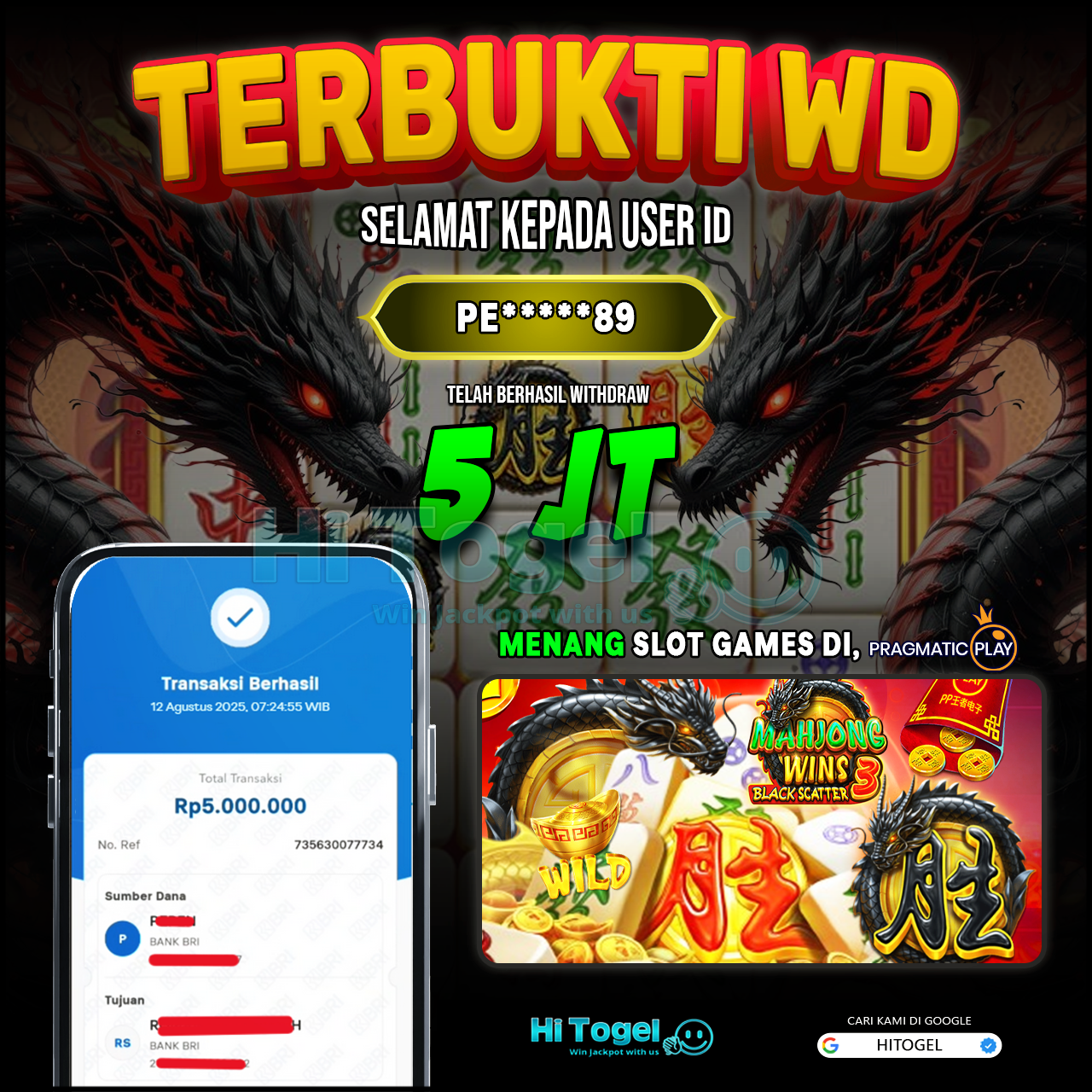 Bukti JP Dan WD Pemain HiTogel