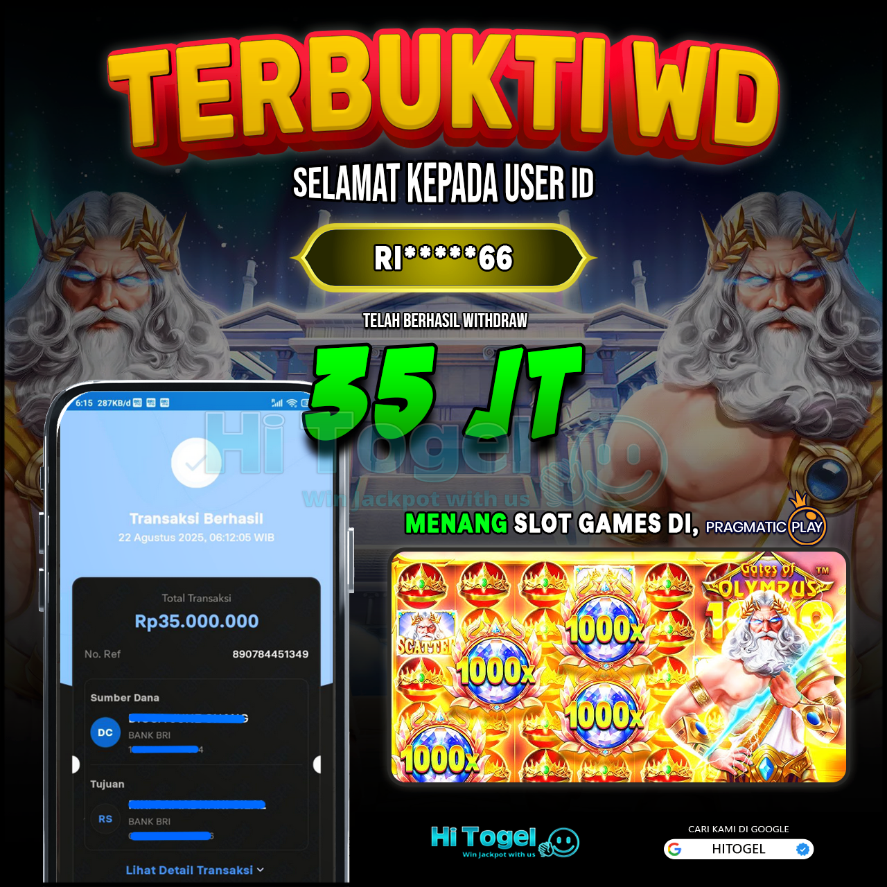 Bukti JP Dan WD Pemain HiTogel