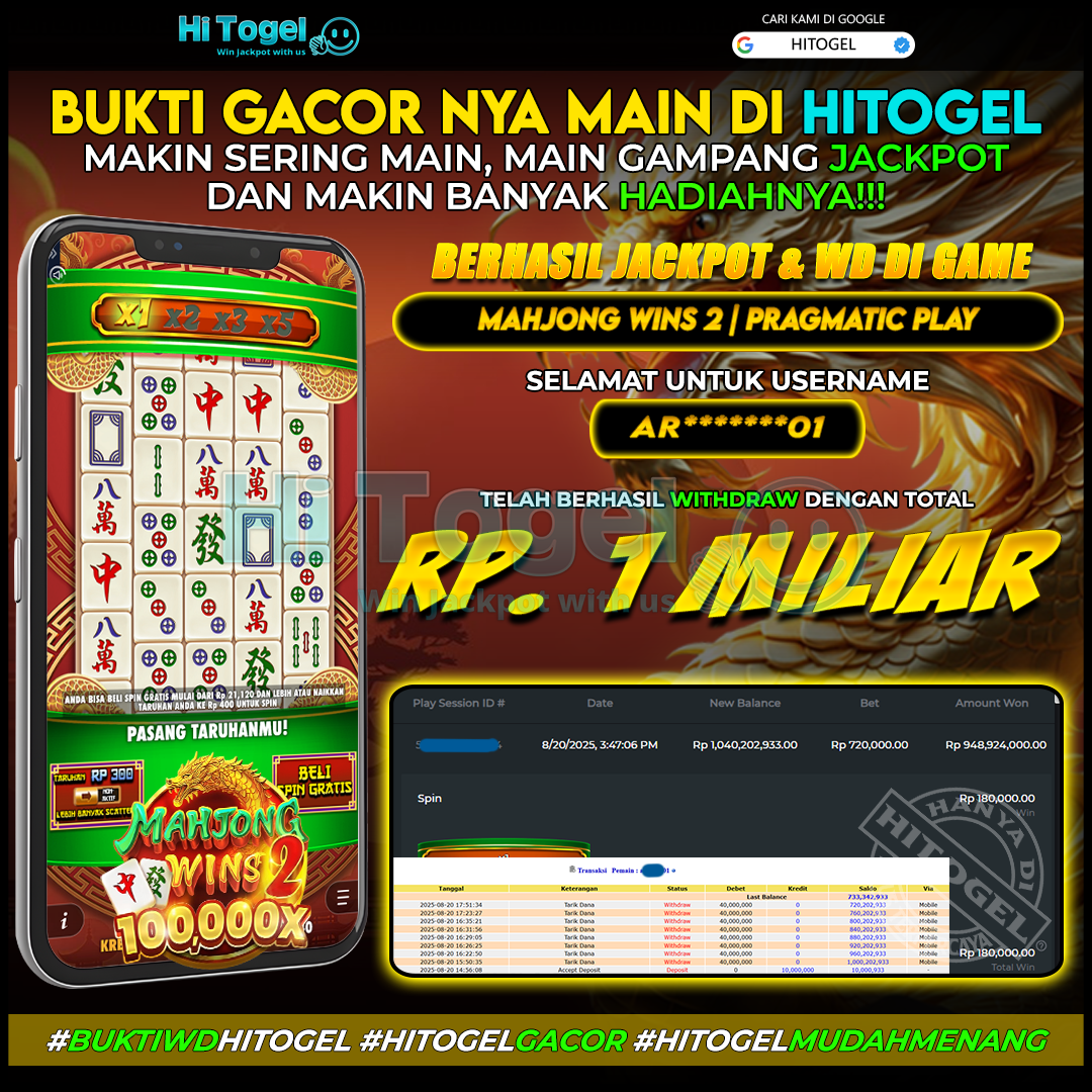 Bukti JP Dan WD Pemain HiTogel