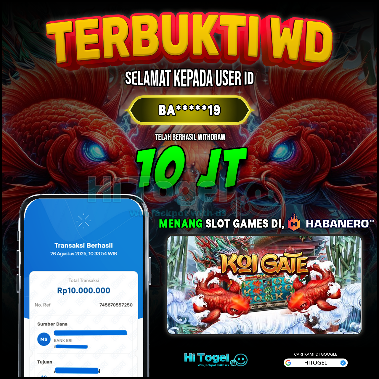Bukti JP Dan WD Pemain HiTogel