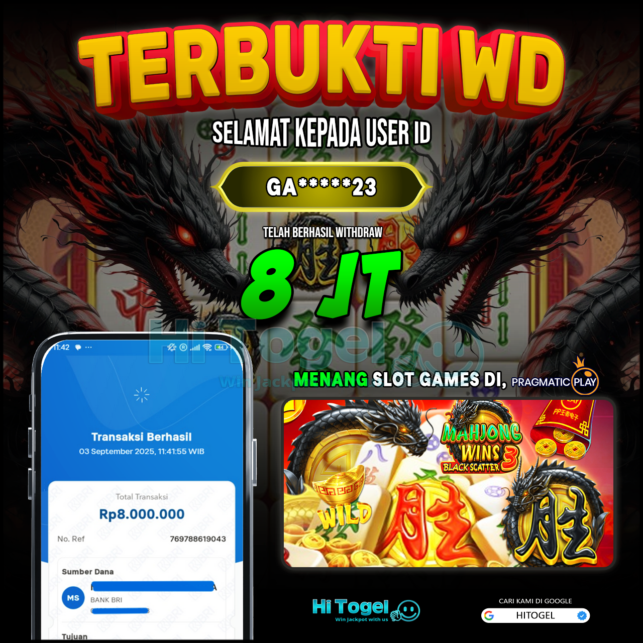 Bukti JP Dan WD Pemain HiTogel