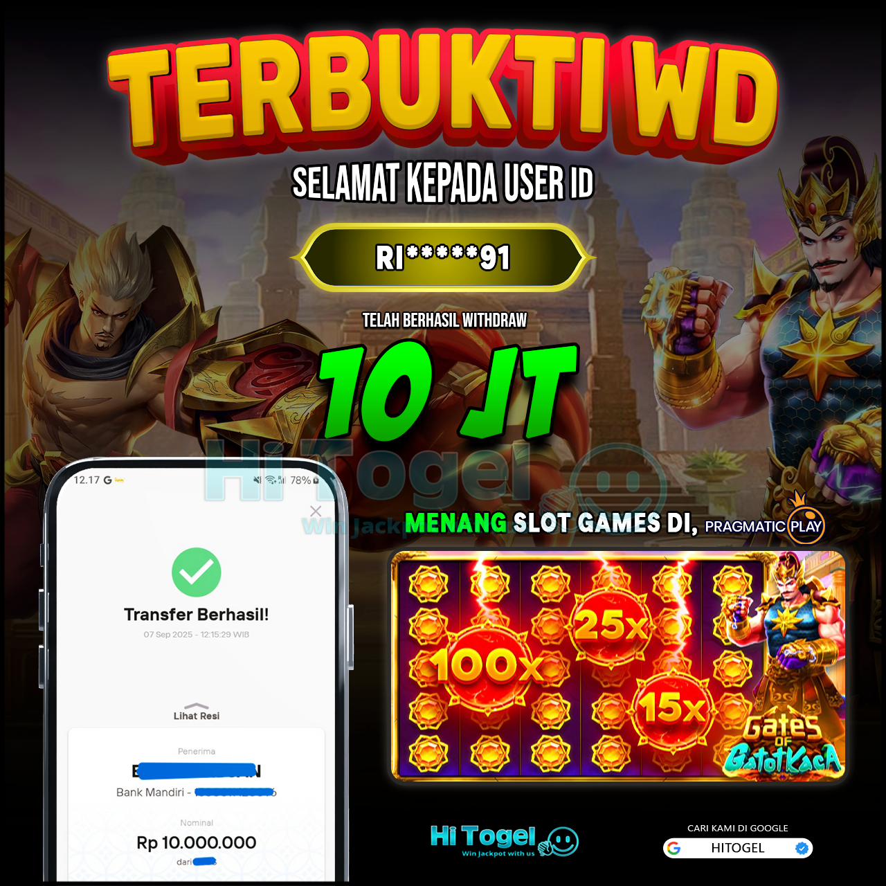 Bukti JP Dan WD Pemain HiTogel