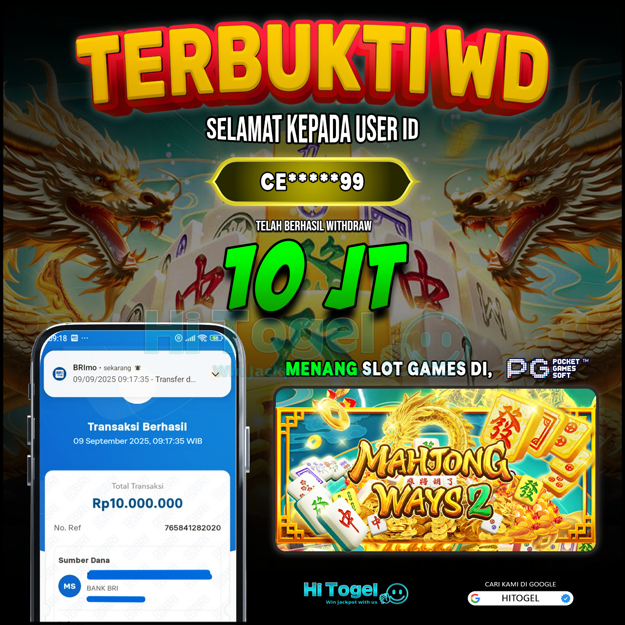 Bukti JP Dan WD Pemain HiTogel