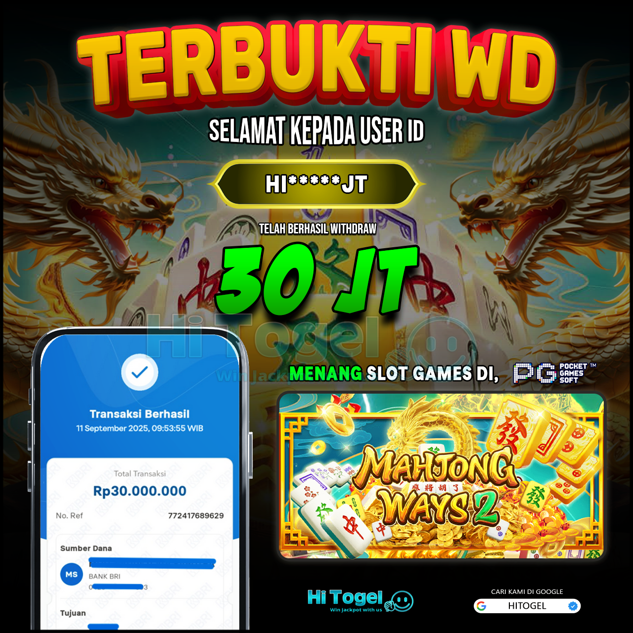 Bukti JP Dan WD Pemain HiTogel