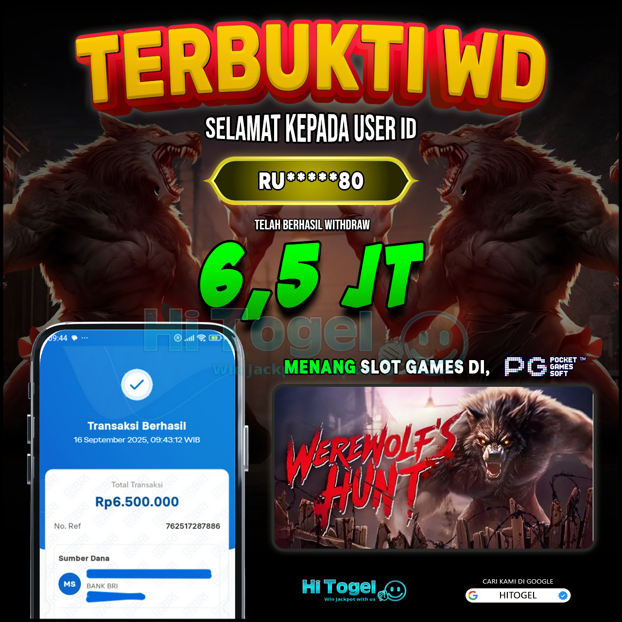 Bukti JP Dan WD Pemain HiTogel