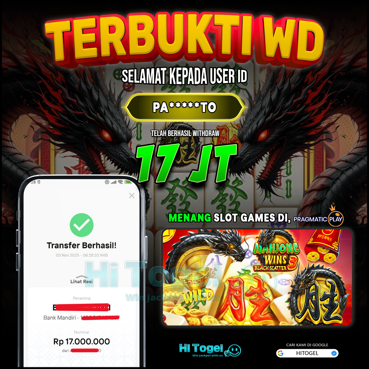 Bukti JP Dan WD Pemain HiTogel