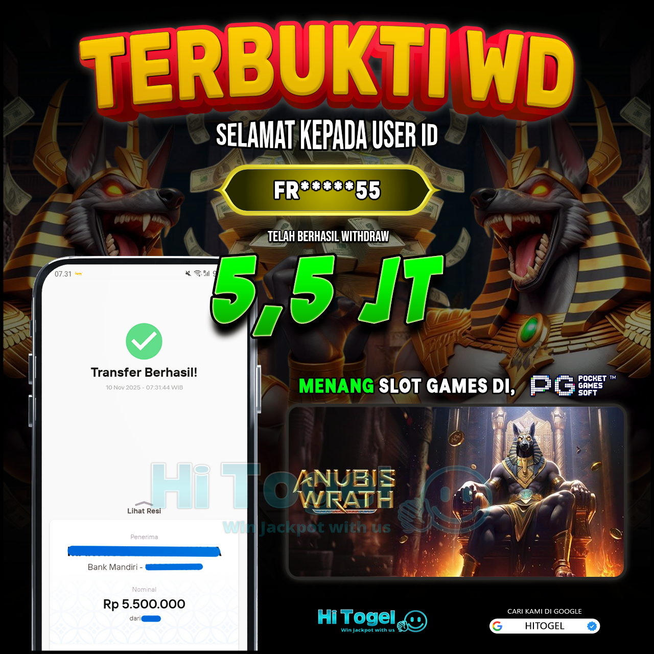 Bukti JP Dan WD Pemain HiTogel