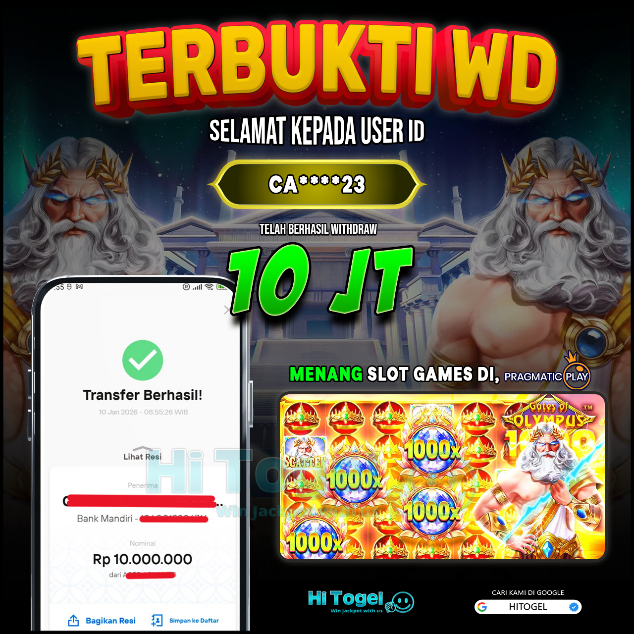 Bukti JP Dan WD Pemain HiTogel