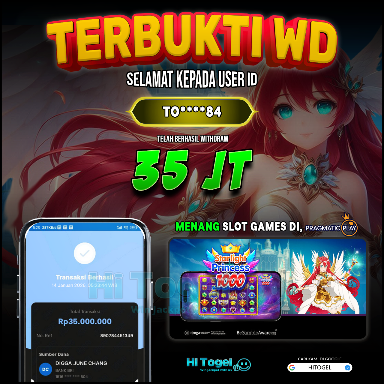 Bukti JP Dan WD Pemain HiTogel