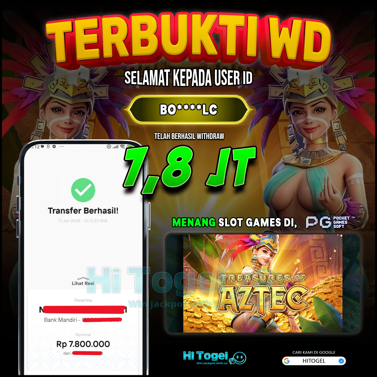 Bukti JP Dan WD Pemain HiTogel