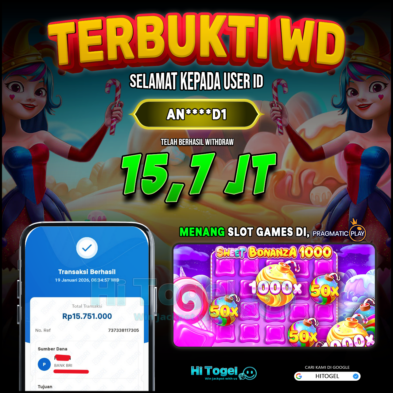 Bukti JP Dan WD Pemain HiTogel