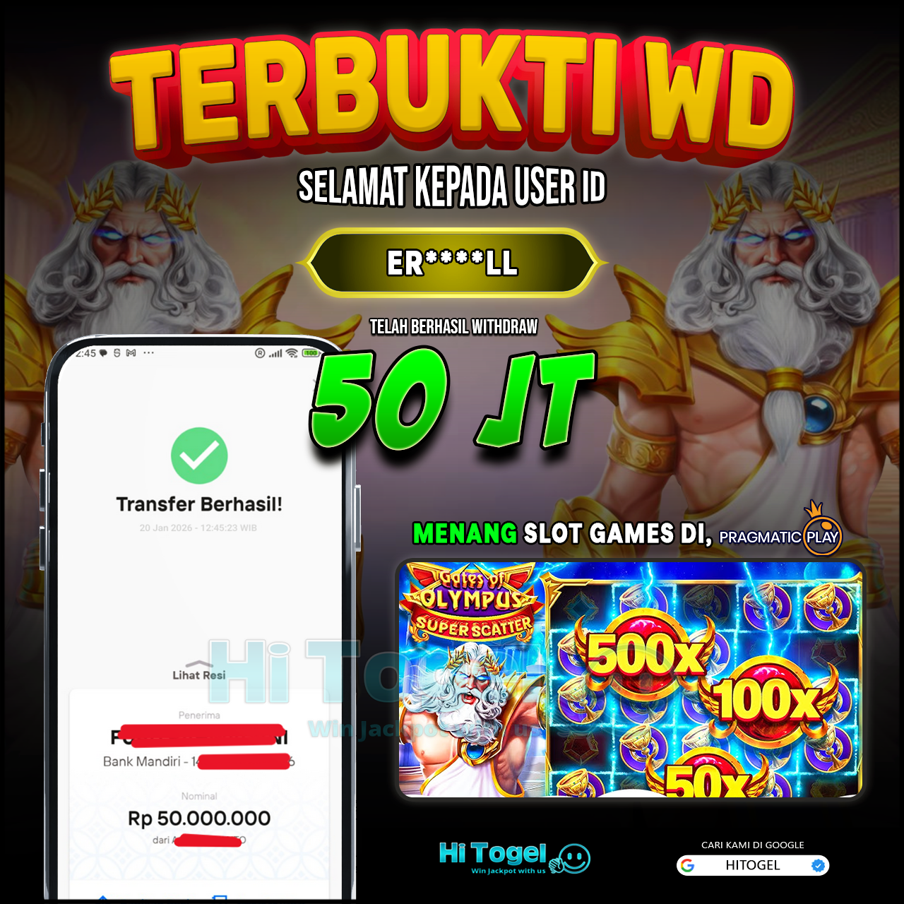 Bukti JP Dan WD Pemain HiTogel