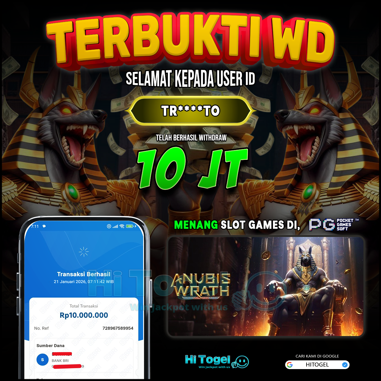 Bukti JP Dan WD Pemain HiTogel