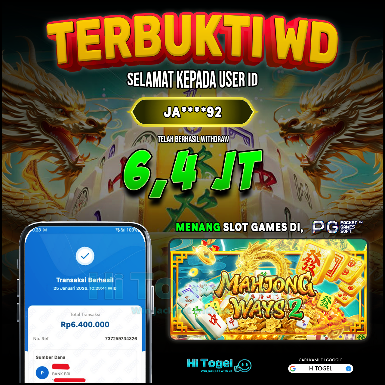 Bukti JP Dan WD Pemain HiTogel
