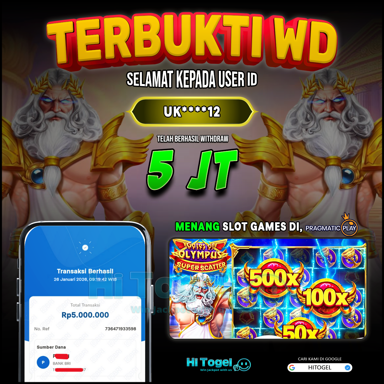 Bukti JP Dan WD Pemain HiTogel