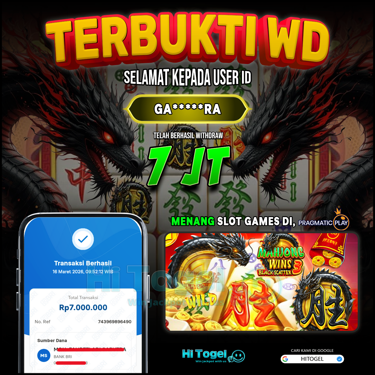 Bukti JP Dan WD Pemain HiTogel