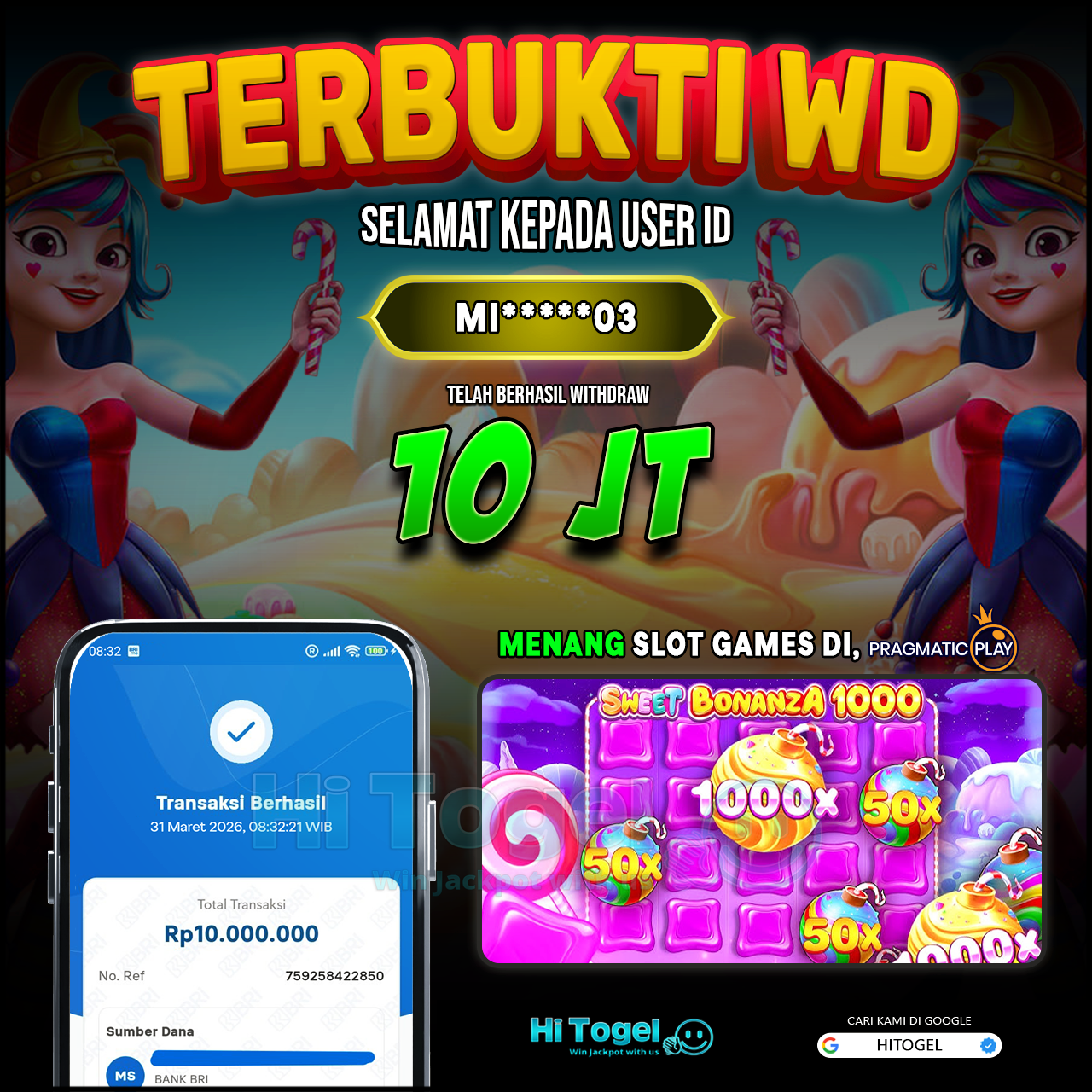 Bukti JP Dan WD Pemain HiTogel